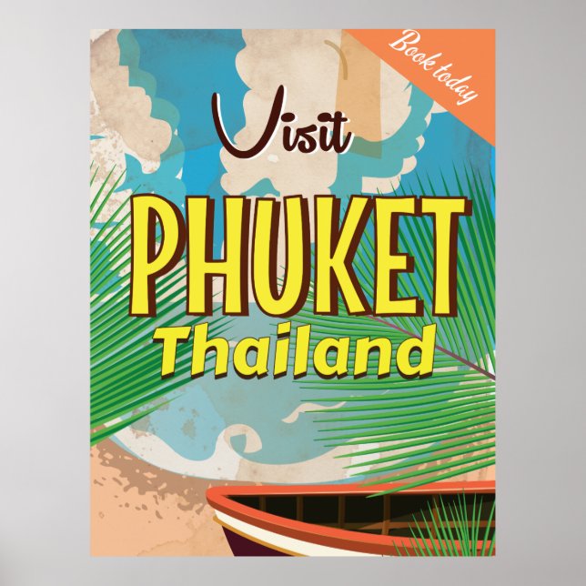 Phuket Thailand vintage travel poster (Front)