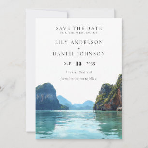 Phuket Thailand Watercolor Destination Wedding Save The Date