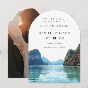 Phuket Thailand Watercolor Photo Wedding Arch Save The Date