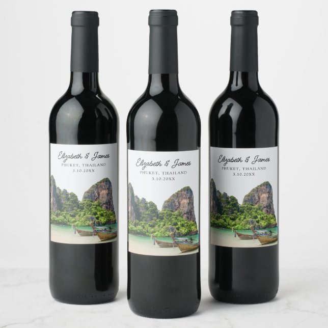 Phuket Wedding Thailand Personalized Wine Label (Bottles)