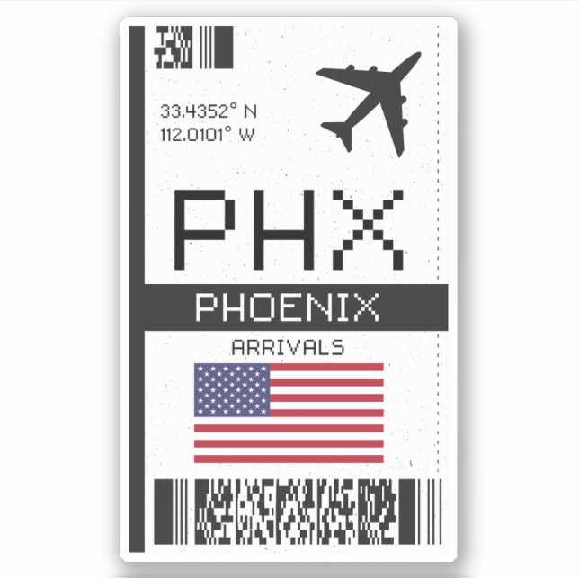 PHX Phoenix Boarding Pass - Arizona Travel Sticker (Front)