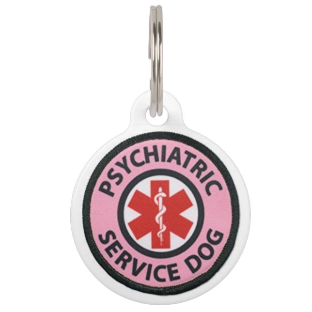 Phycatric service dog pet ID tag (Front)