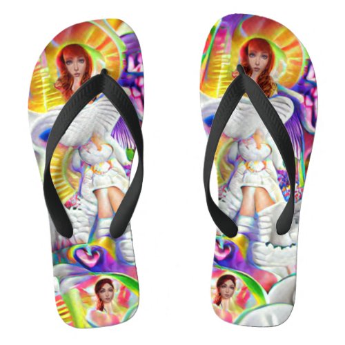 Phycodelic Angel Trip Custom Created Flip Flops