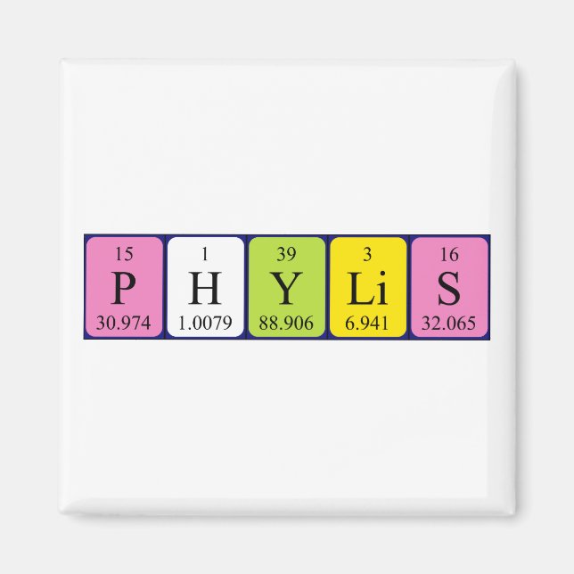 Phylis periodic table name magnet (Front)
