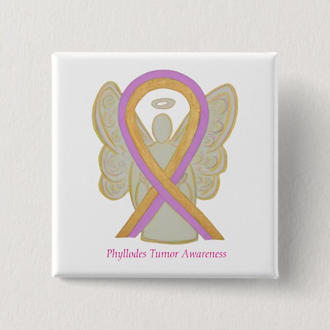 Phyllodes Tumor Angel Awareness Ribbon Button Pins (Front)
