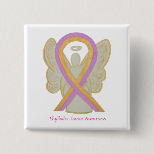 Phyllodes Tumor Angel Awareness Ribbon Button Pins