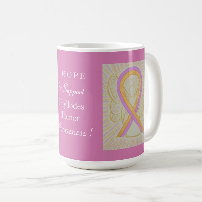 Phyllodes Tumor Awareness Ribbon Angel Custom Mug (Front Right)