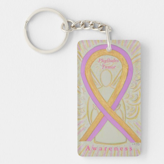 Phyllodes Tumor Awareness Ribbon Angel Keychain (Front)