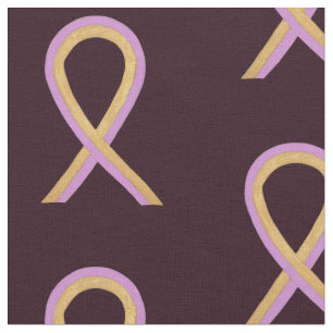 Phyllodes Tumor Pink & Gold Cancer Ribbon Fabric