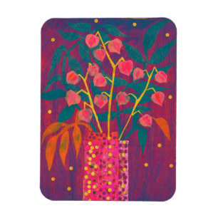 Physalis Autumn Plants Bouquet Colorful Floral Art Magnet