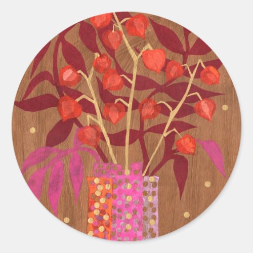 Physalis Chinese Lanterns Autumn Floral Sticker