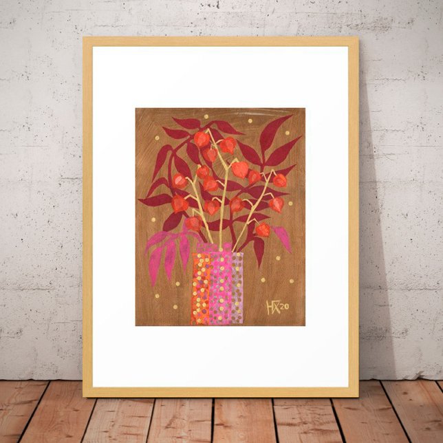 Physalis Chinese Lanterns Paper Collage Floral Art Poster (Creator Uploaded)