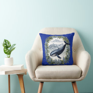 Physeter macrocephalus Whale With Mountain Laurel Throw Pillow