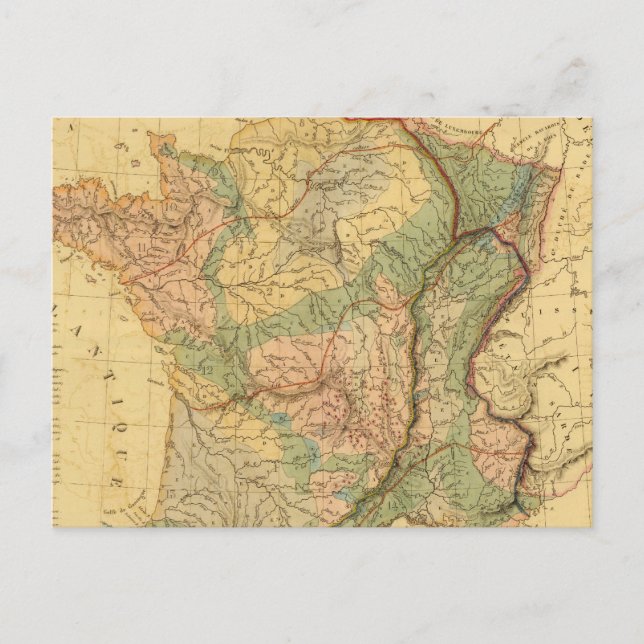 Physical and mineralogical map of France Postcard (Front)