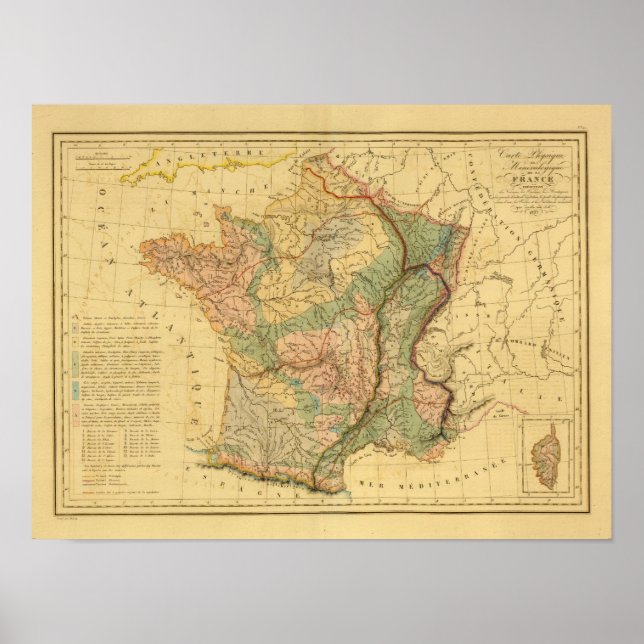 Physical and mineralogical map of France Poster (Front)