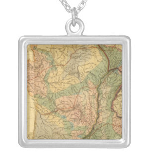 Physical and mineralogical map of France Silver Plated Necklace