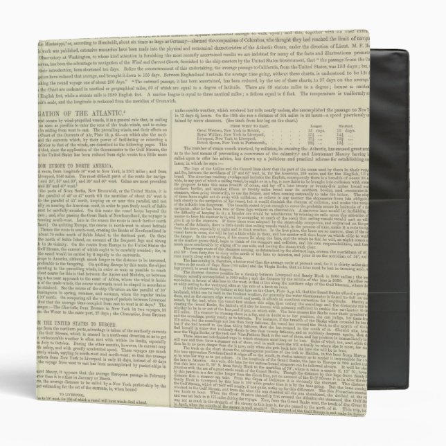 Physical Chart of the Atlantic Ocean 3 Ring Binder (Front/Inside)