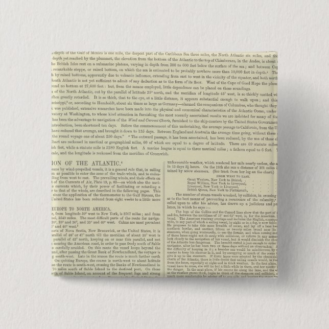 Physical Chart of the Atlantic Ocean Button (Front)