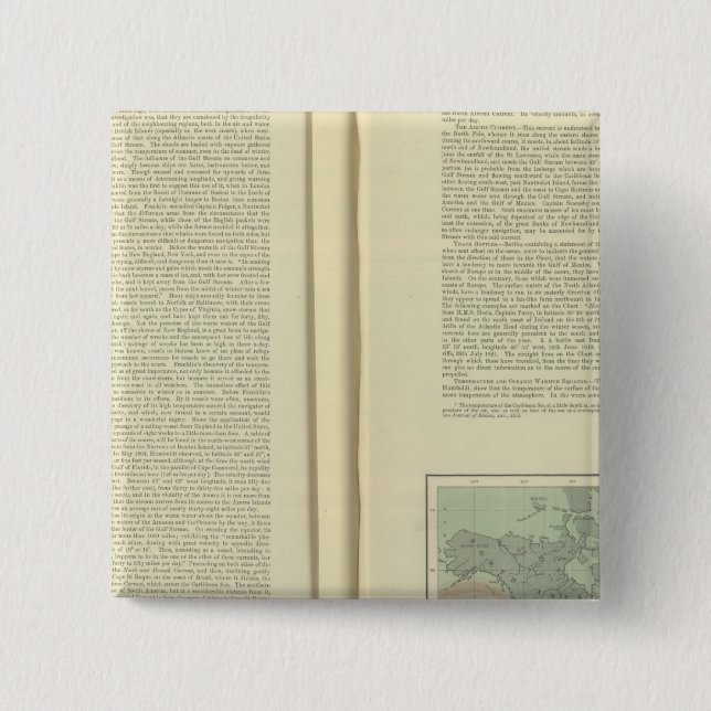 Physical Chart of the Atlantic Ocean continued Pinback Button (Front)