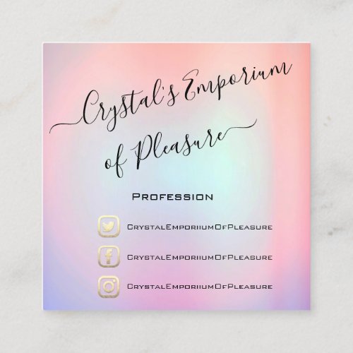  Physical Education Holograph Social Media Pastel Square Business Card