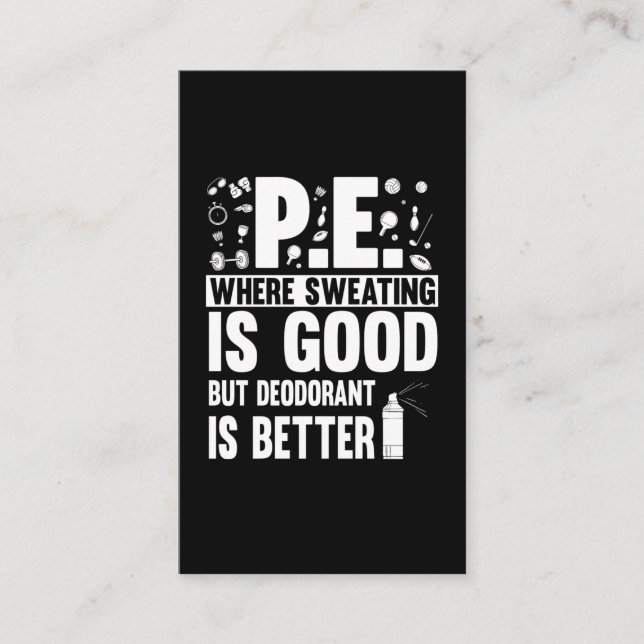 Physical Education PE Teacher Joke Business Card (Front)