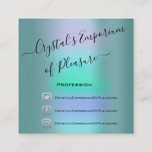  Physical Education School Blush Holograph Blue Square Business Card