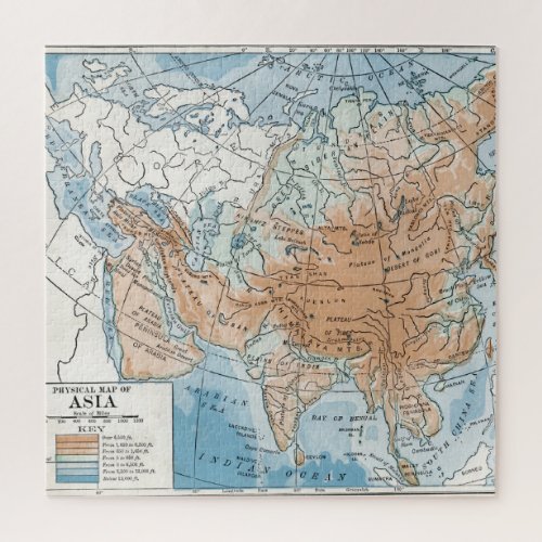 Physical Map of Asia 1916 Jigsaw Puzzle