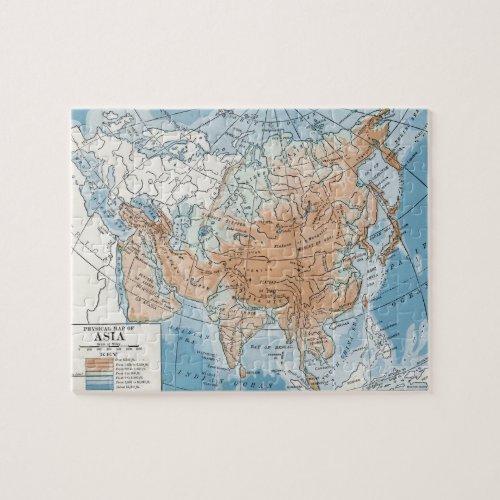 Physical Map of Asia 1916 Jigsaw Puzzle