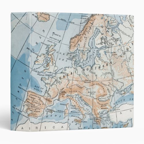 Physical Map of Europe 1916 3 Ring Binder