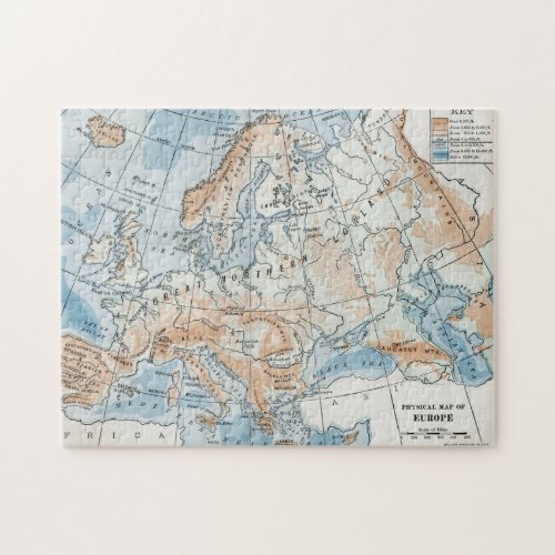 Physical Map of Europe 1916 Jigsaw Puzzle