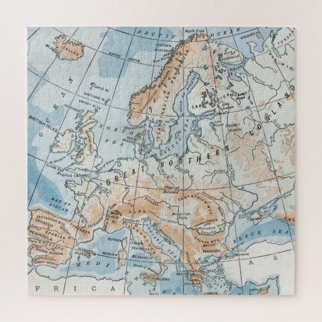 Physical Map of Europe (1916) Jigsaw Puzzle (Vertical)