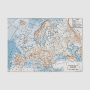 Physical Map of Europe (1916) Tissue Paper