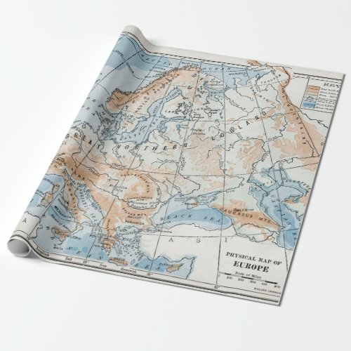 Physical Map of Europe 1916 Wrapping Paper
