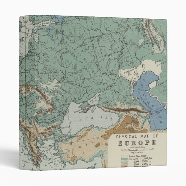 Physical Map of Europe 3 Ring Binder (Front/Spine)