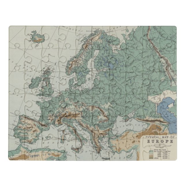 Physical Map of Europe Jigsaw Puzzle (Puzzle Horizontal)