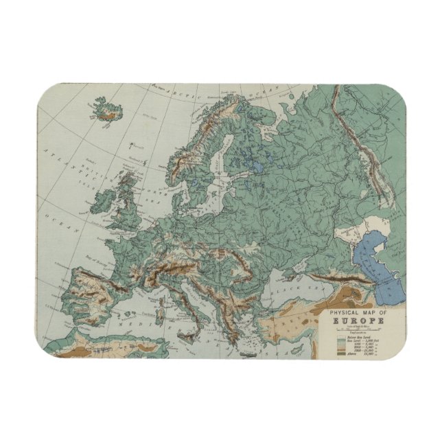 Physical Map of Europe Magnet (Horizontal)