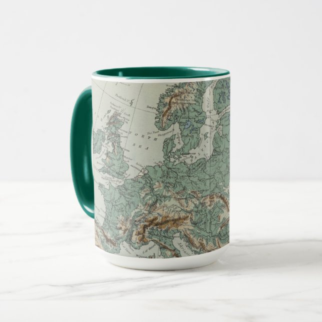 Physical Map of Europe Mug (Front Left)