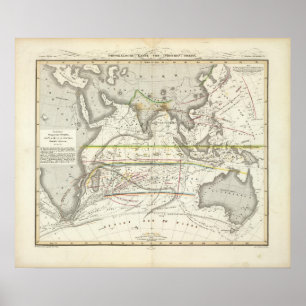 Physical Map of Indian seas Poster