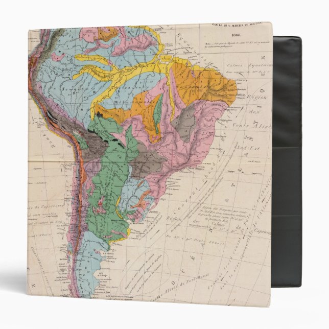 Physical Map of South America 3 Ring Binder (Front/Inside)
