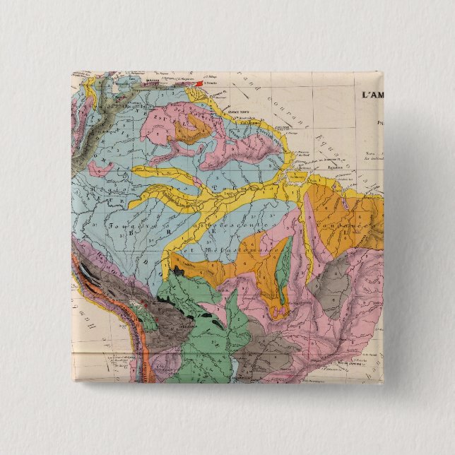 Physical Map of South America Pinback Button (Front)