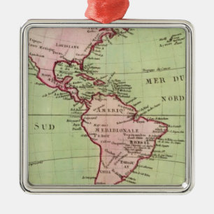 Physical map of the Americas Metal Ornament