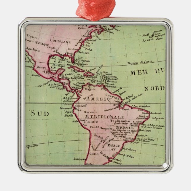 Physical map of the Americas Metal Ornament (Front)