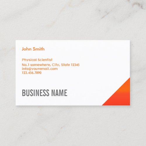 Physical Scientist Orange Corner Business Card