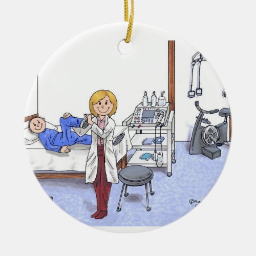 Physical Therapist Blonde _ Personalized Cartoon Ceramic Ornament