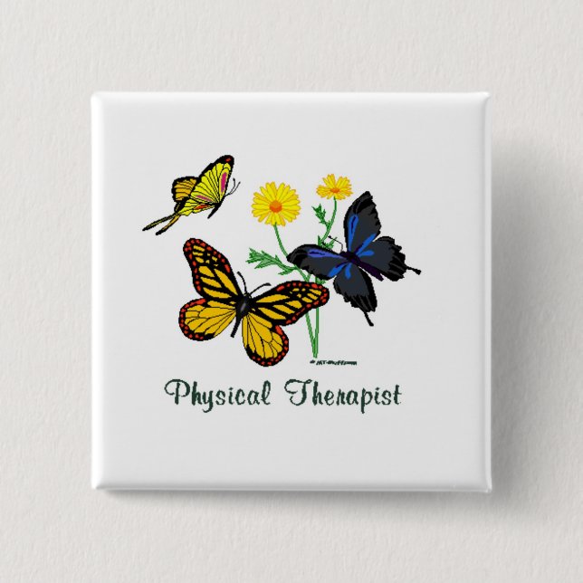 Physical Therapist Butterflies Button (Front)