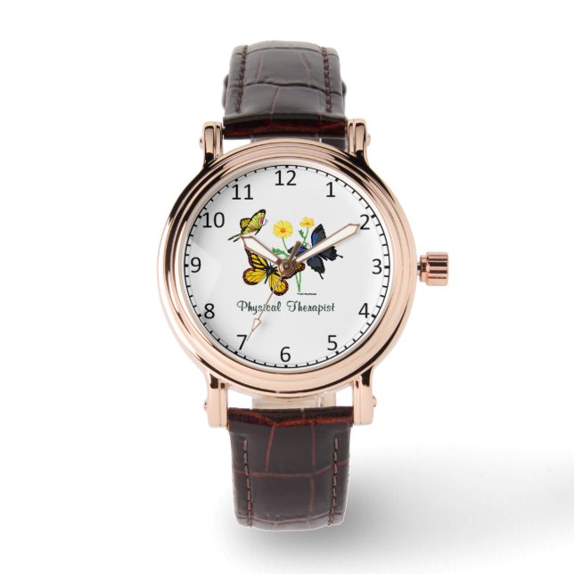 Physical Therapist Butterflies Wrist Watch (Front)