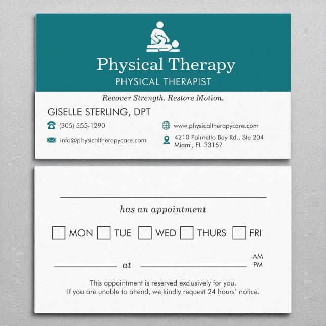 Physical Therapist Doctor Office Appointment  Business Card (Creator Uploaded)