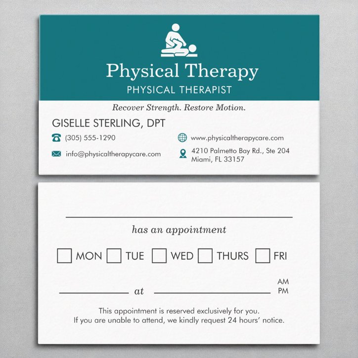 Physical Therapist Doctor Office Appointment Business Card
