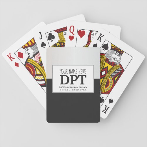 Physical Therapist DPT Customized Silver  Black Playing Cards