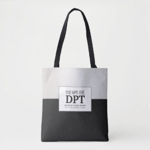 Physical Therapist DPT Customized Silver & Black Tote Bag